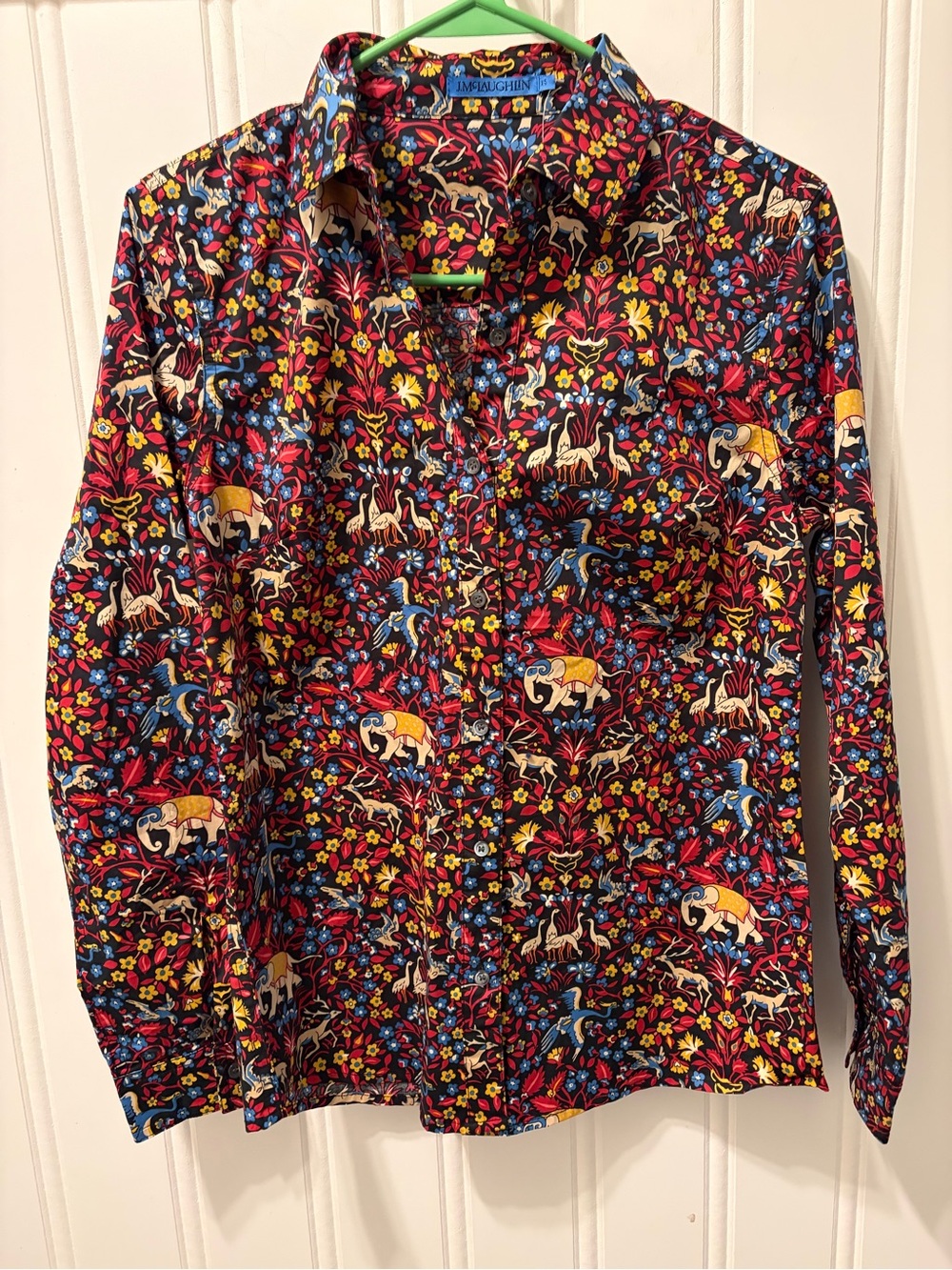 J McLaughlin Lois Blouse XS Savanna Blooms Elephant Floral Cotton NWT $198